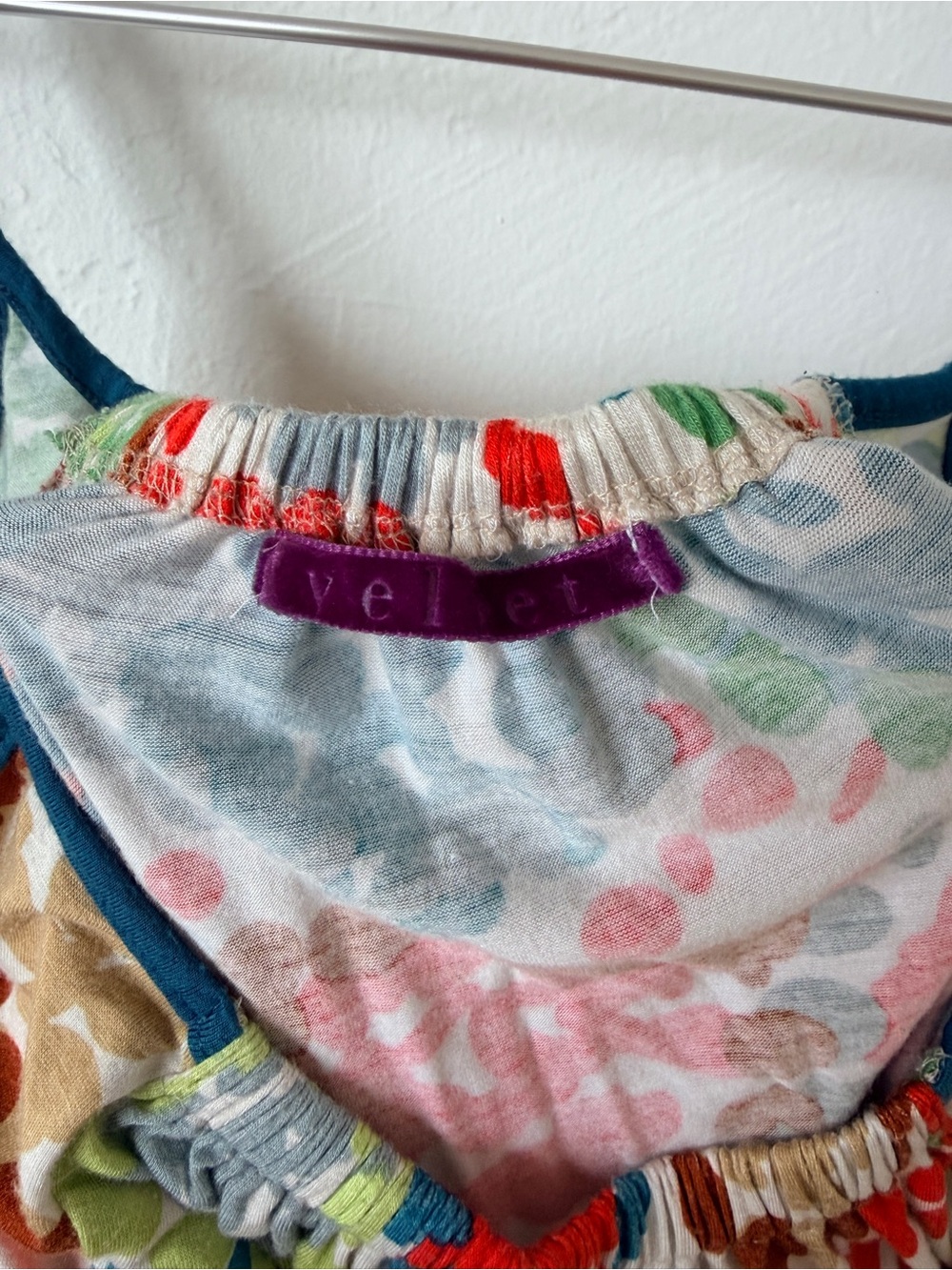Velvet Multicolor Camisole with Teal Straps - Picture 2 of 6